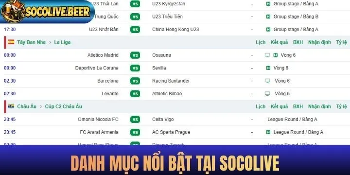 Socolive tv tổng hợp lịch thi đấu đầy đủ, chuẩn xác nhất