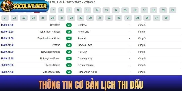 Khái niệm cơ bản về danh mục lịch thi đấu bóng đá mới